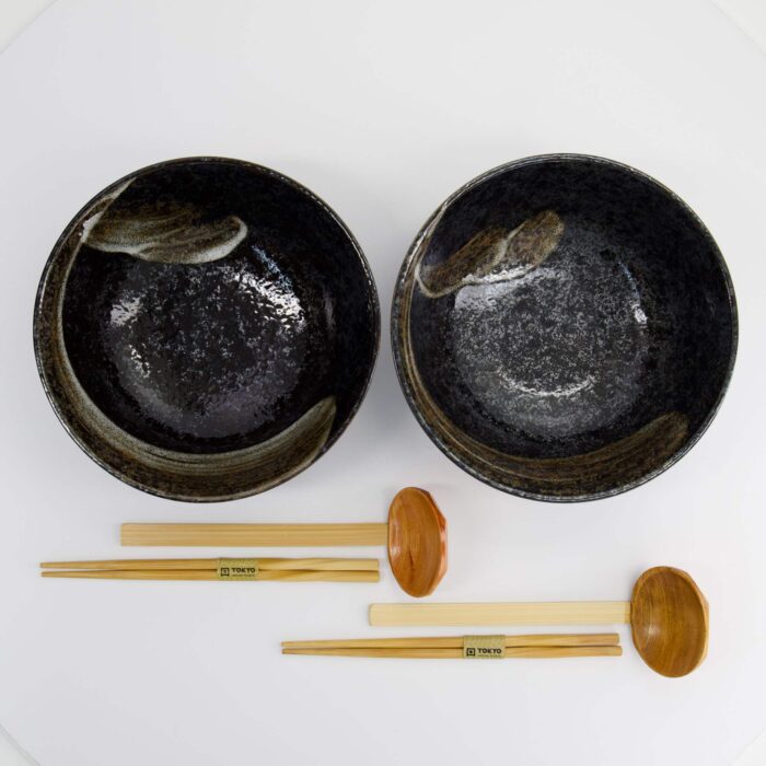 Tokyo Design Studio - Arahake - Coffret Cadeau Ramen - 6 pièces - 21.5x9cm - 1300ml - Noir – Image 3