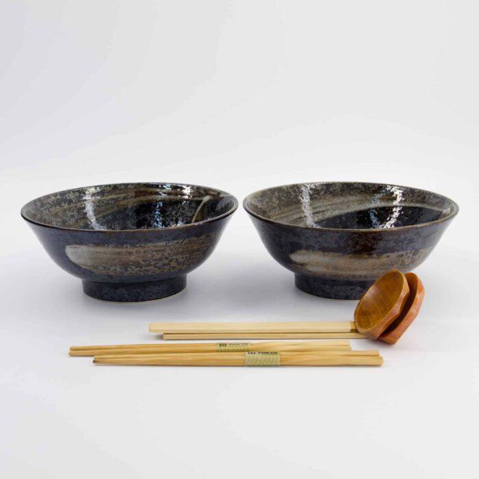 Tokyo Design Studio - Arahake - Coffret Cadeau Ramen - 6 pièces - 21.5x9cm - 1300ml - Noir – Image 2
