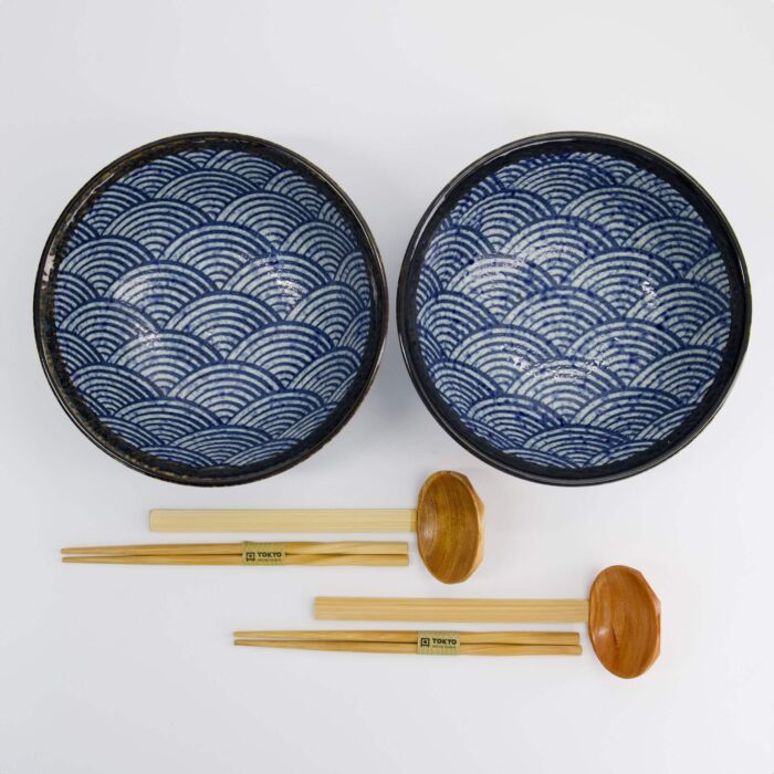 Tokyo Design Studio - Aisai Seigaiha - Set de Bols à Ramen - 6 pièces - Bleu - 21,5x9cm - 1300ml – Image 2