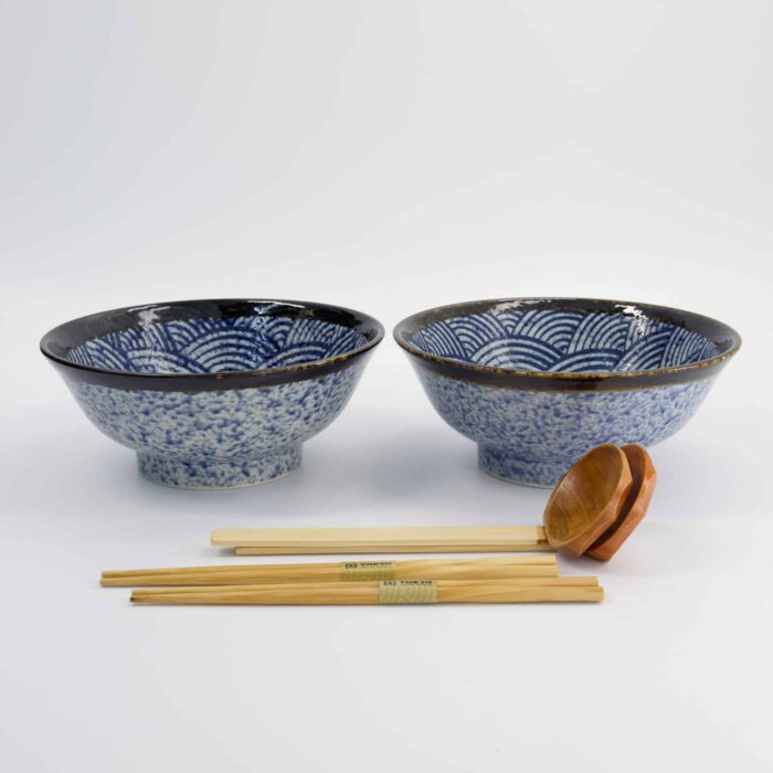 Tokyo Design Studio - Aisai Seigaiha - Set de Bols à Ramen - 6 pièces - Bleu - 21,5x9cm - 1300ml – Image 3
