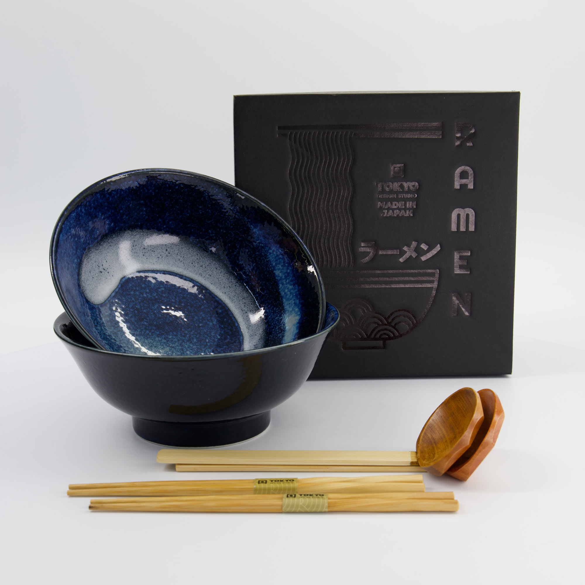 Tokyo Design Studio - Izayoi - 6-delige Ramen Geschenkset - 21,5x9 cm - 1300 ml - Blauw