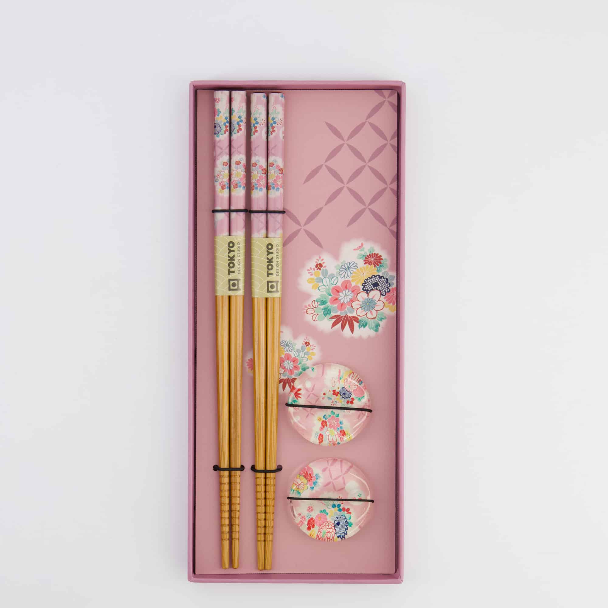 Tokyo Design Studio - Coffret Baguettes - Pink Flower - Ensemble de 4 pièces – Image 2