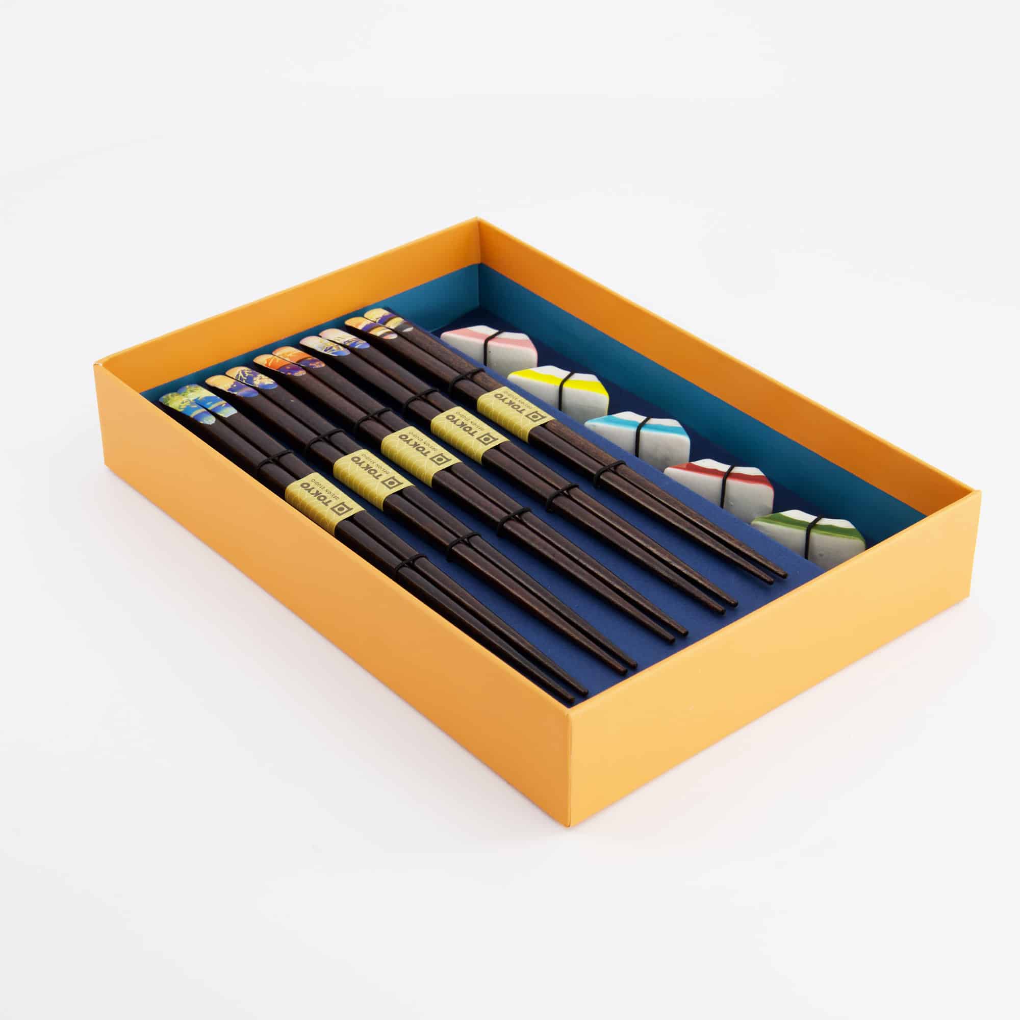 Tokyo Design Studio - Fuji Mountain - Coffret baguettes avec repose-baguettes - Bleu - 5 pièces – Image 5