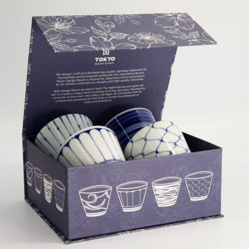 Cup Giftset 4pcs 8.3x6.5cm 180ml Blue/White