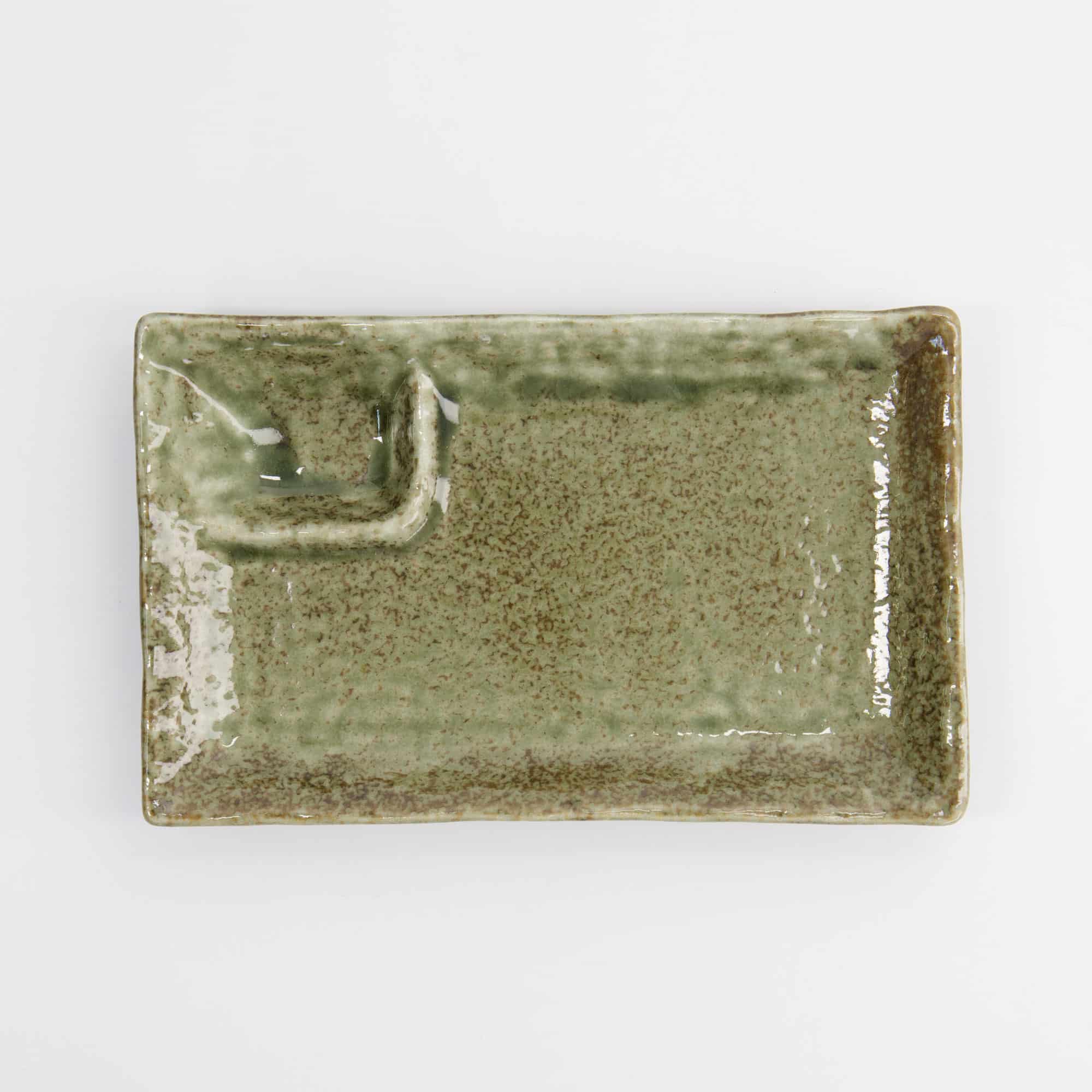 Tokyo Design Studio - Assiette Rectangulaire Compartimentée Mino Craft - 21.2x13x2.8cm - Vert Yamasan – Image 6