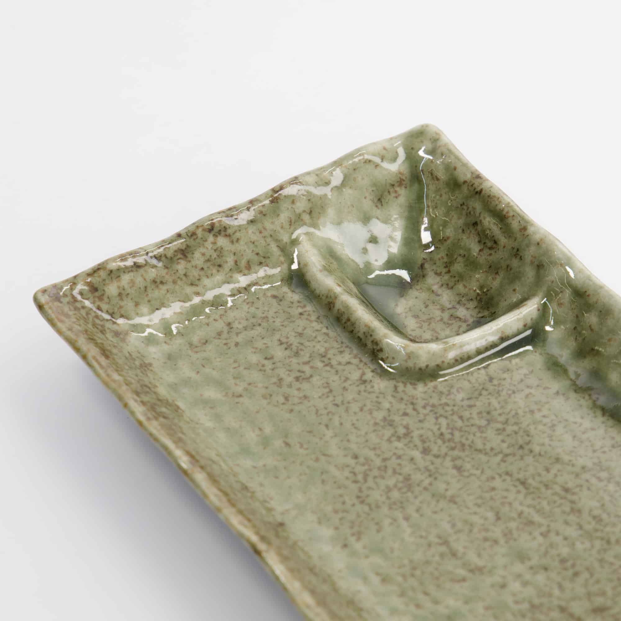 Tokyo Design Studio - Assiette Rectangulaire Compartimentée Mino Craft - 21.2x13x2.8cm - Vert Yamasan – Image 4