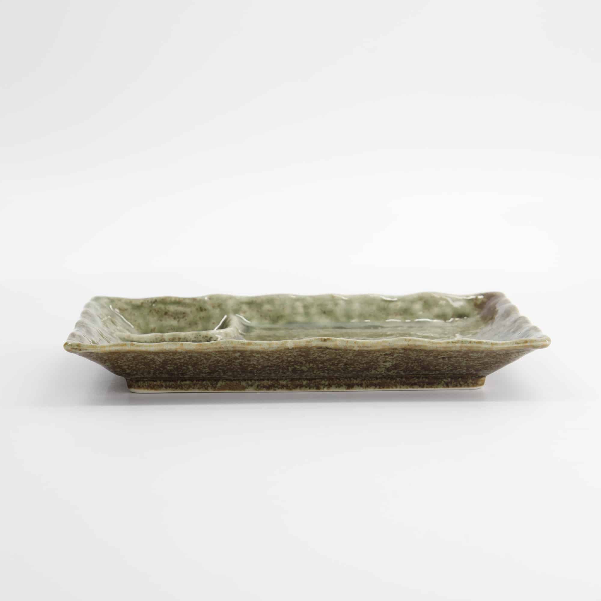 Tokyo Design Studio - Assiette Rectangulaire Compartimentée Mino Craft - 21.2x13x2.8cm - Vert Yamasan – Image 3