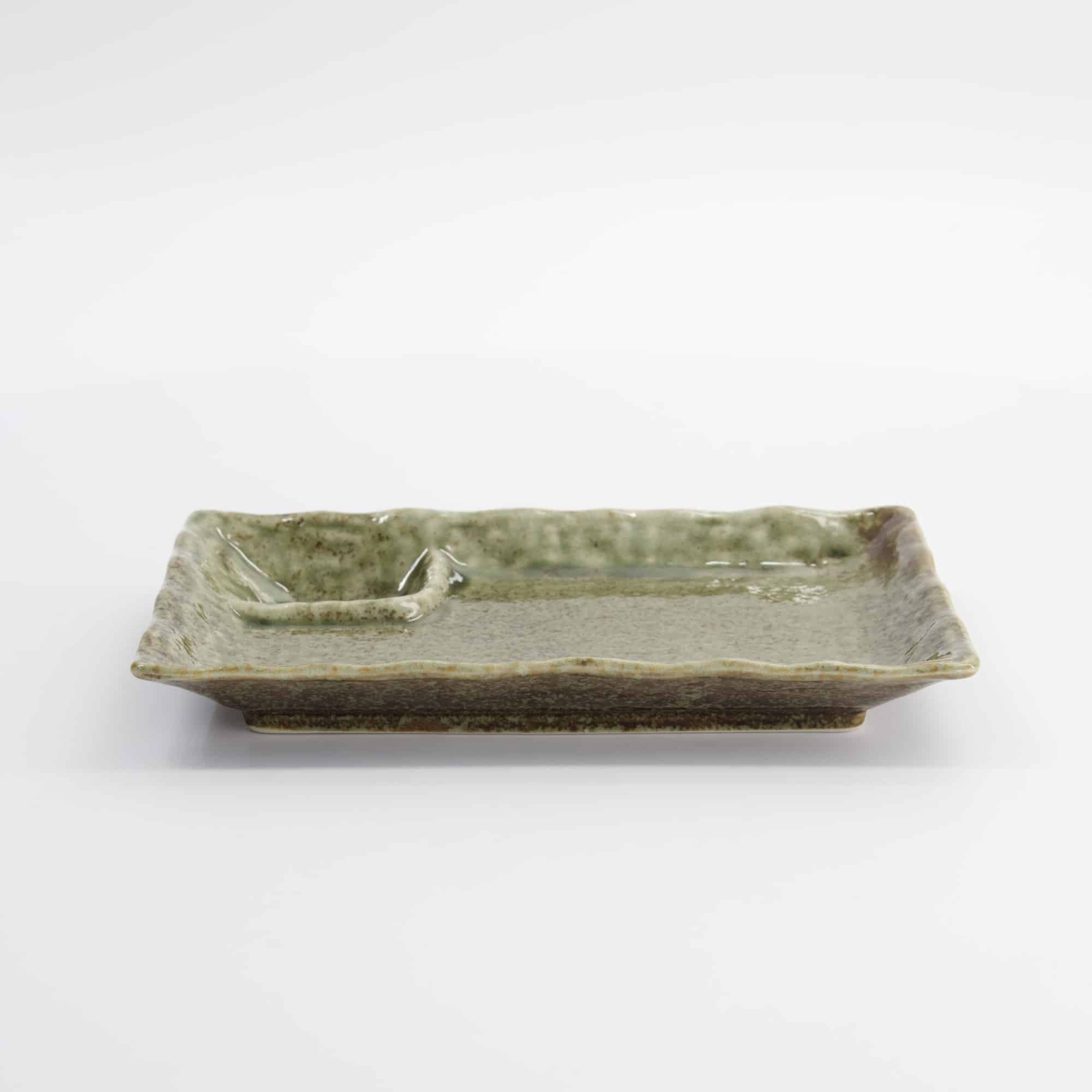 Tokyo Design Studio - Assiette Rectangulaire Compartimentée Mino Craft - 21.2x13x2.8cm - Vert Yamasan – Image 7