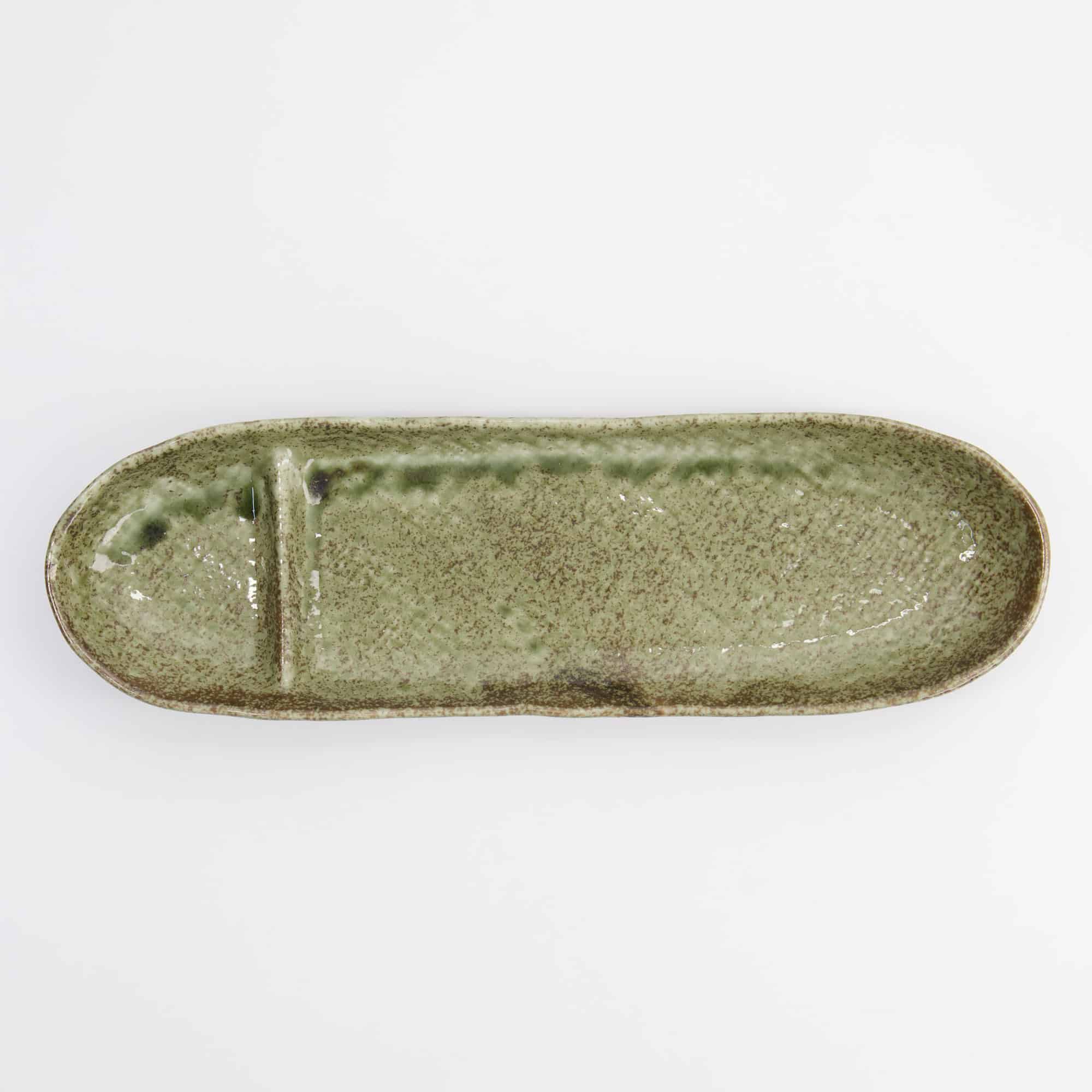 Tokyo Design Studio - Assiette Ovale Compartimentée Mino Craft - 33.5x11.5x4cm - Vert Yamasan – Image 6