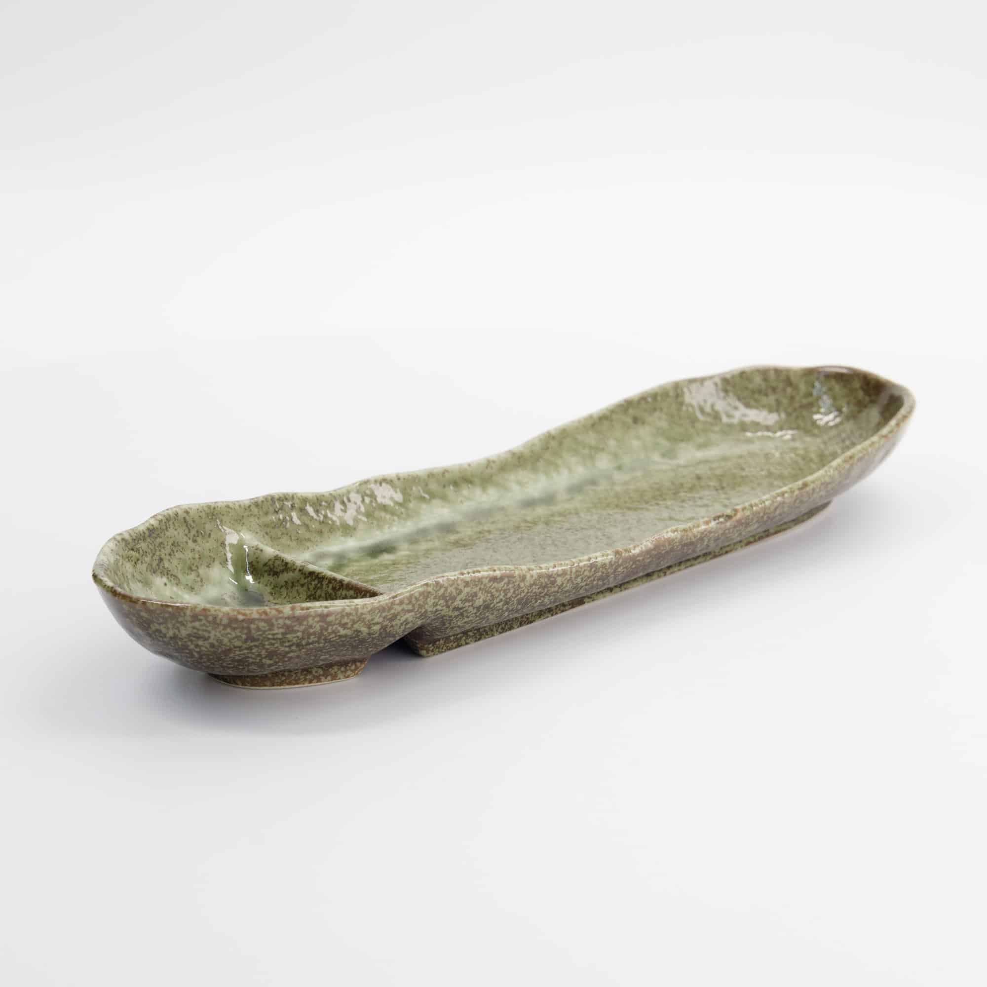 Tokyo Design Studio - Assiette Ovale Compartimentée Mino Craft - 33.5x11.5x4cm - Vert Yamasan – Image 5