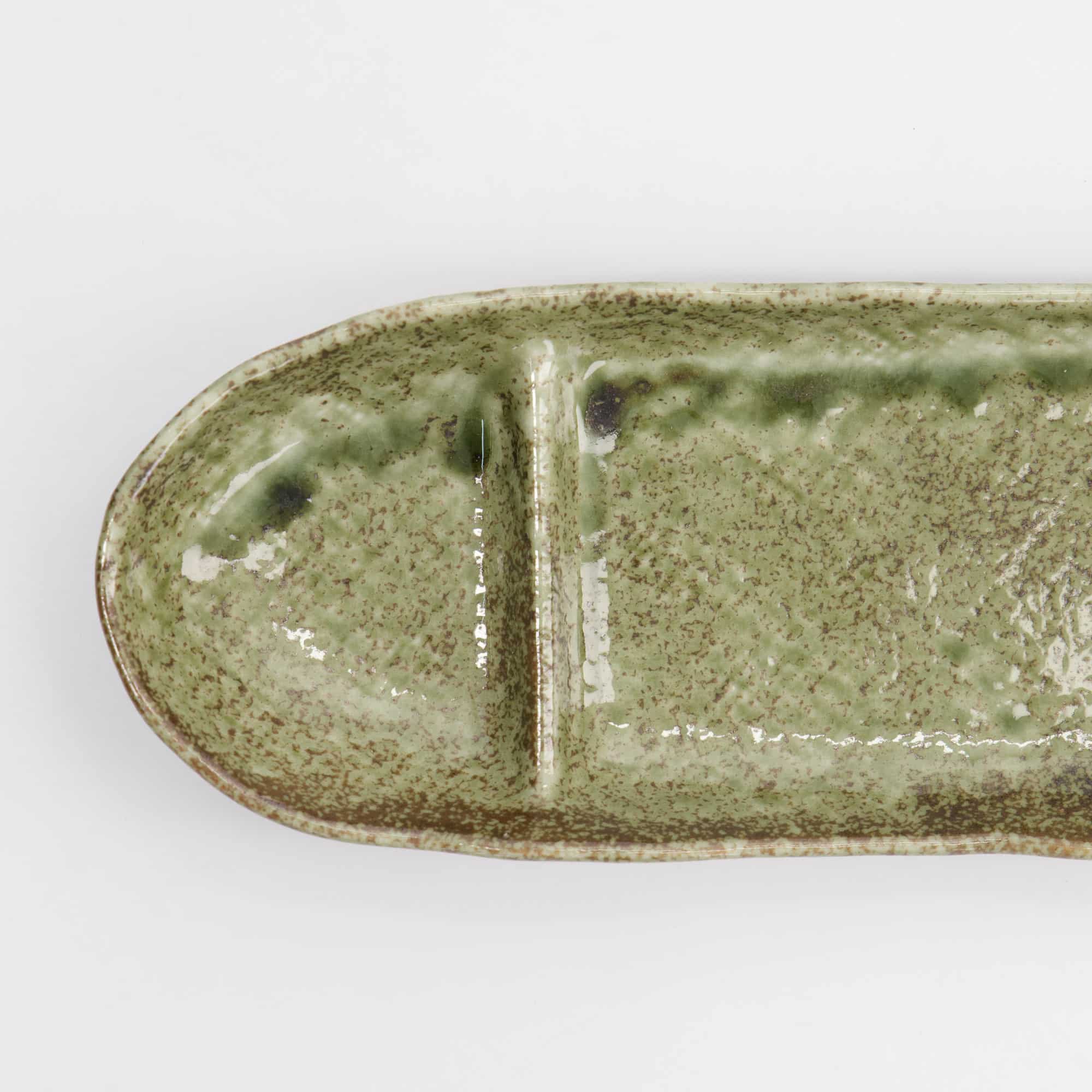 Tokyo Design Studio - Assiette Ovale Compartimentée Mino Craft - 33.5x11.5x4cm - Vert Yamasan – Image 3