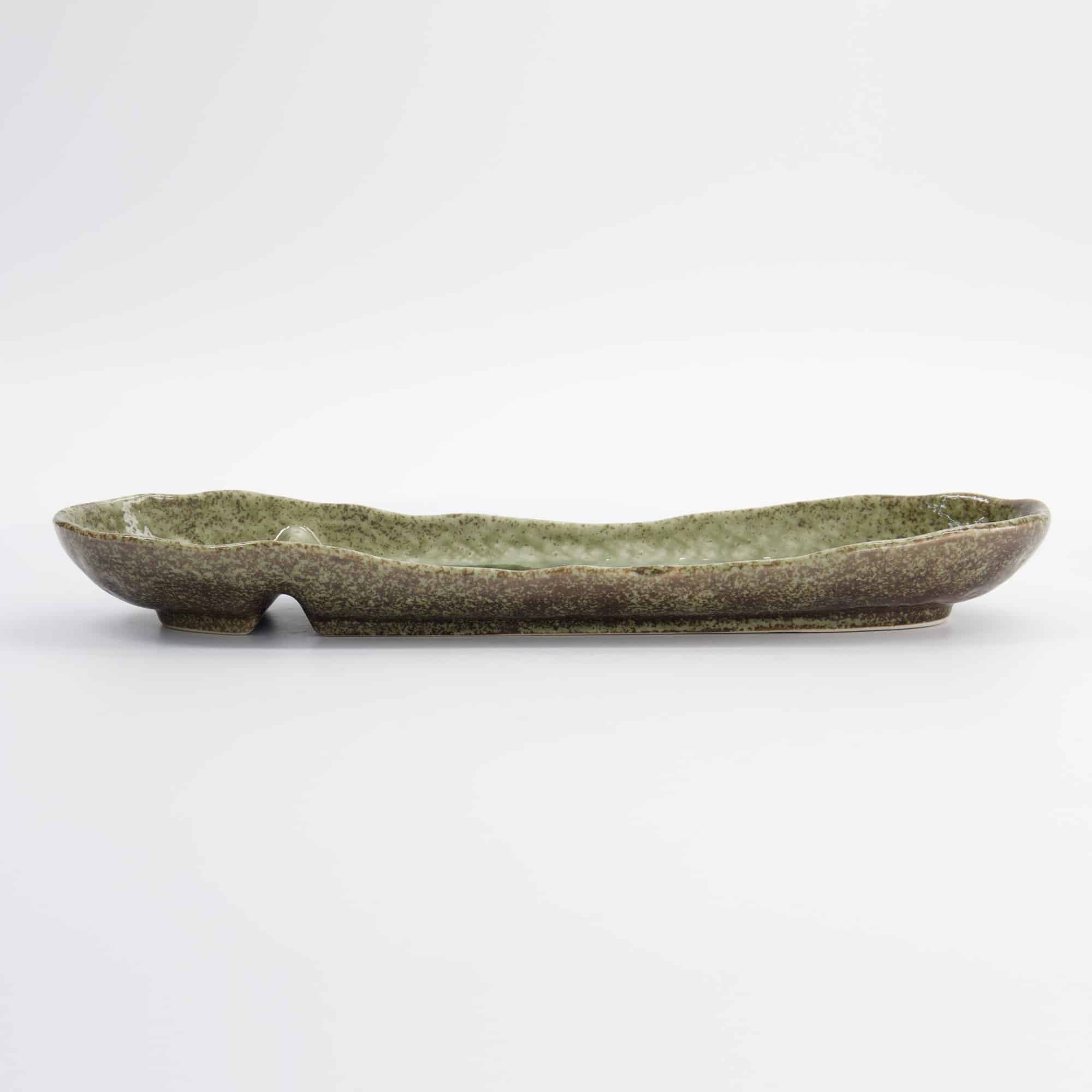 Tokyo Design Studio - Assiette Ovale Compartimentée Mino Craft - 33.5x11.5x4cm - Vert Yamasan – Image 4