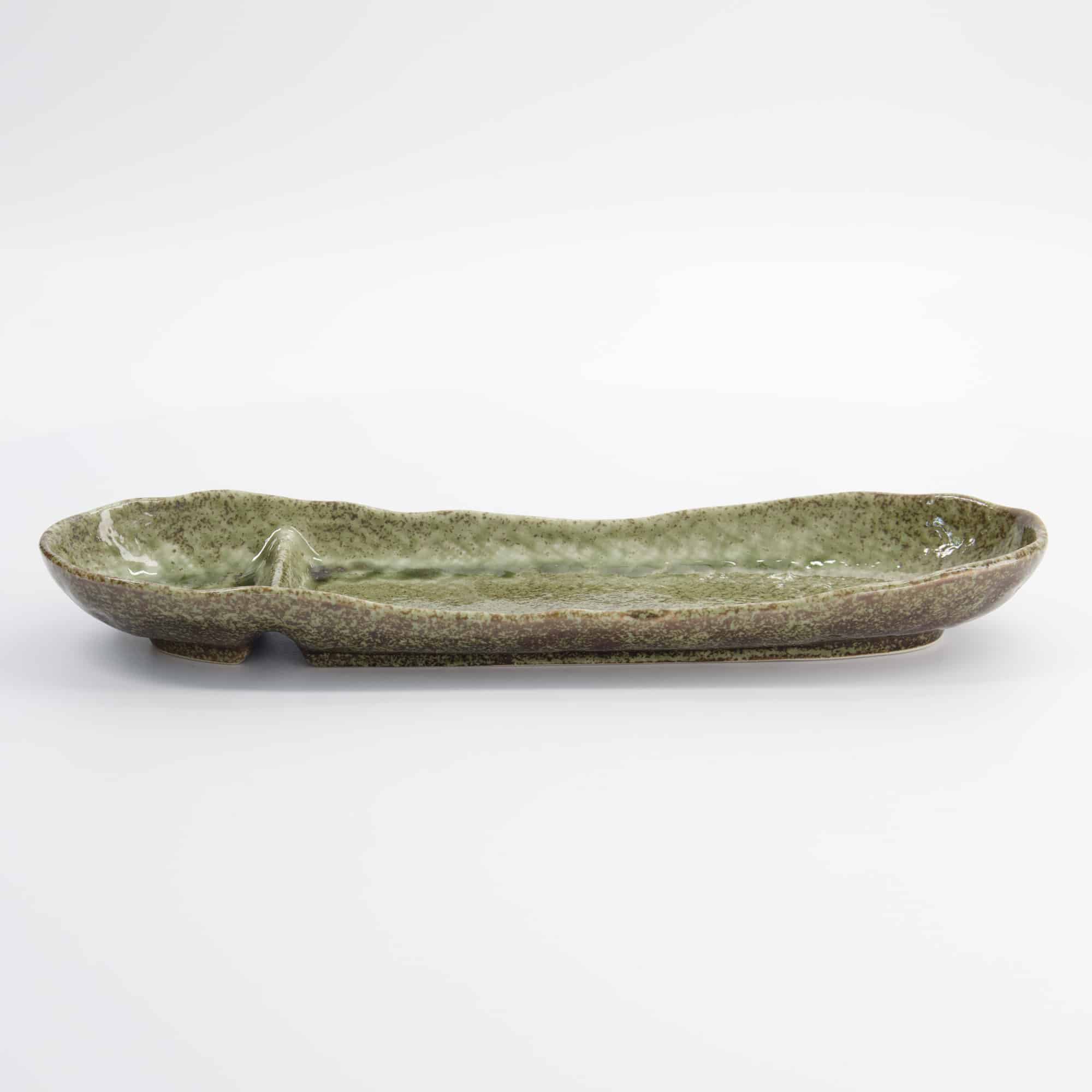 Tokyo Design Studio - Assiette Ovale Compartimentée Mino Craft - 33.5x11.5x4cm - Vert Yamasan – Image 7