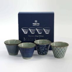 Tokyo Design Studio - Mashiko Espresso Kopjes Geschenkset - 4 Stuks - 7.5x5.3cm - Blauw