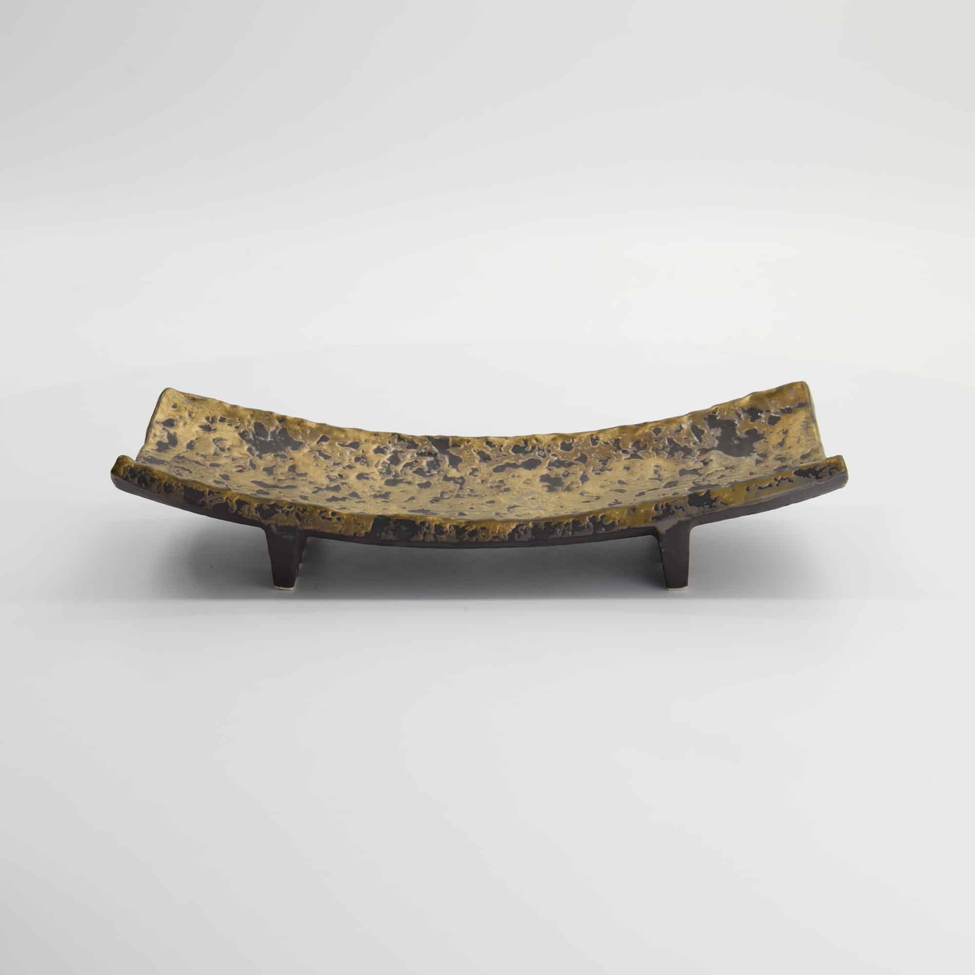 Tokyo Design Studio - Assiette Rectangulaire Mino Craft - Doré - 27.5x5.2cm – Image 3