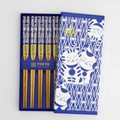 Tokyo Design Studio - Eetstokjes Geschenkset - 5 Neko Kat Blauw