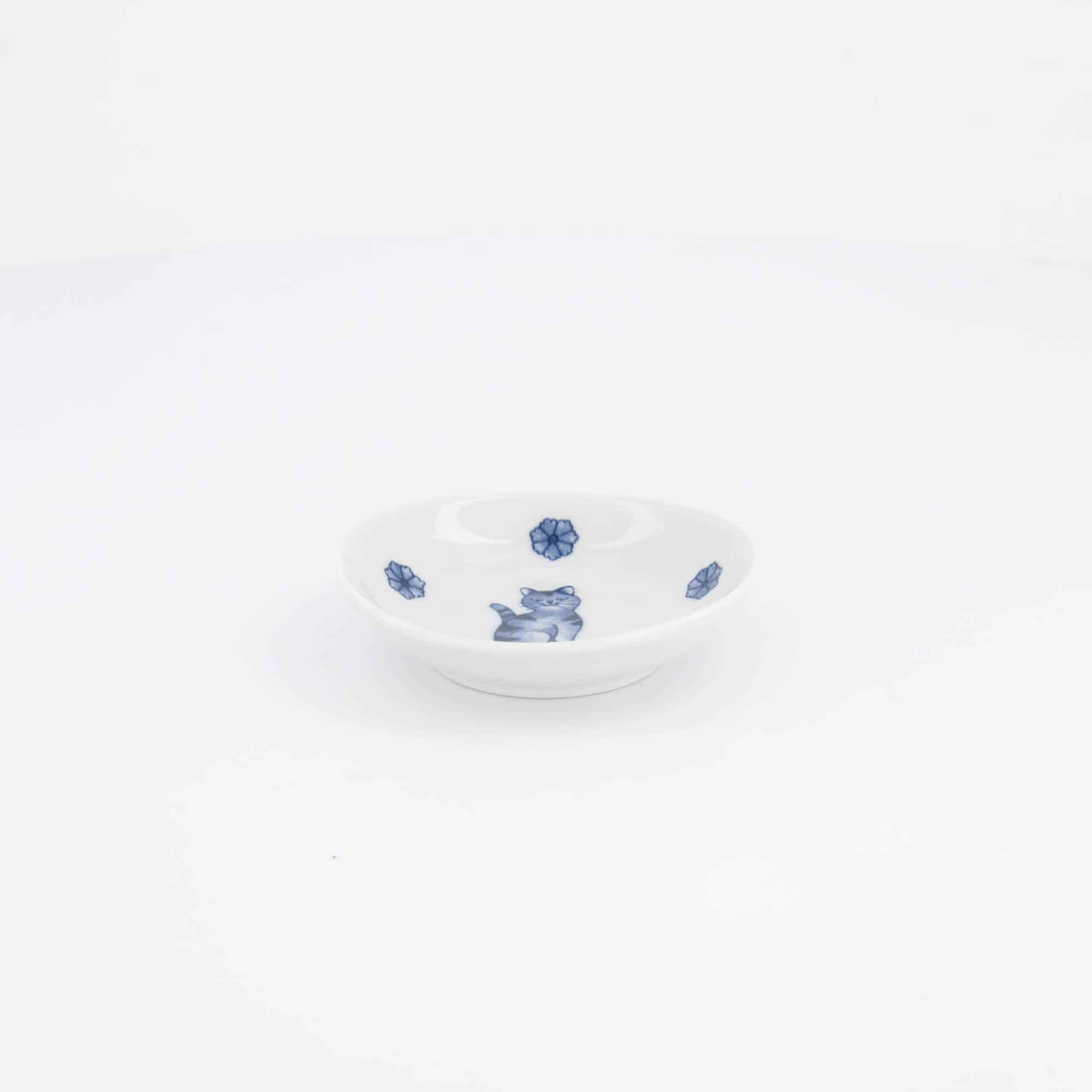 Tokyo Design Studio - Kawaii - Hananeko - Cat - Sauce - Dish – 9.8 x 2.5 cm – Blue