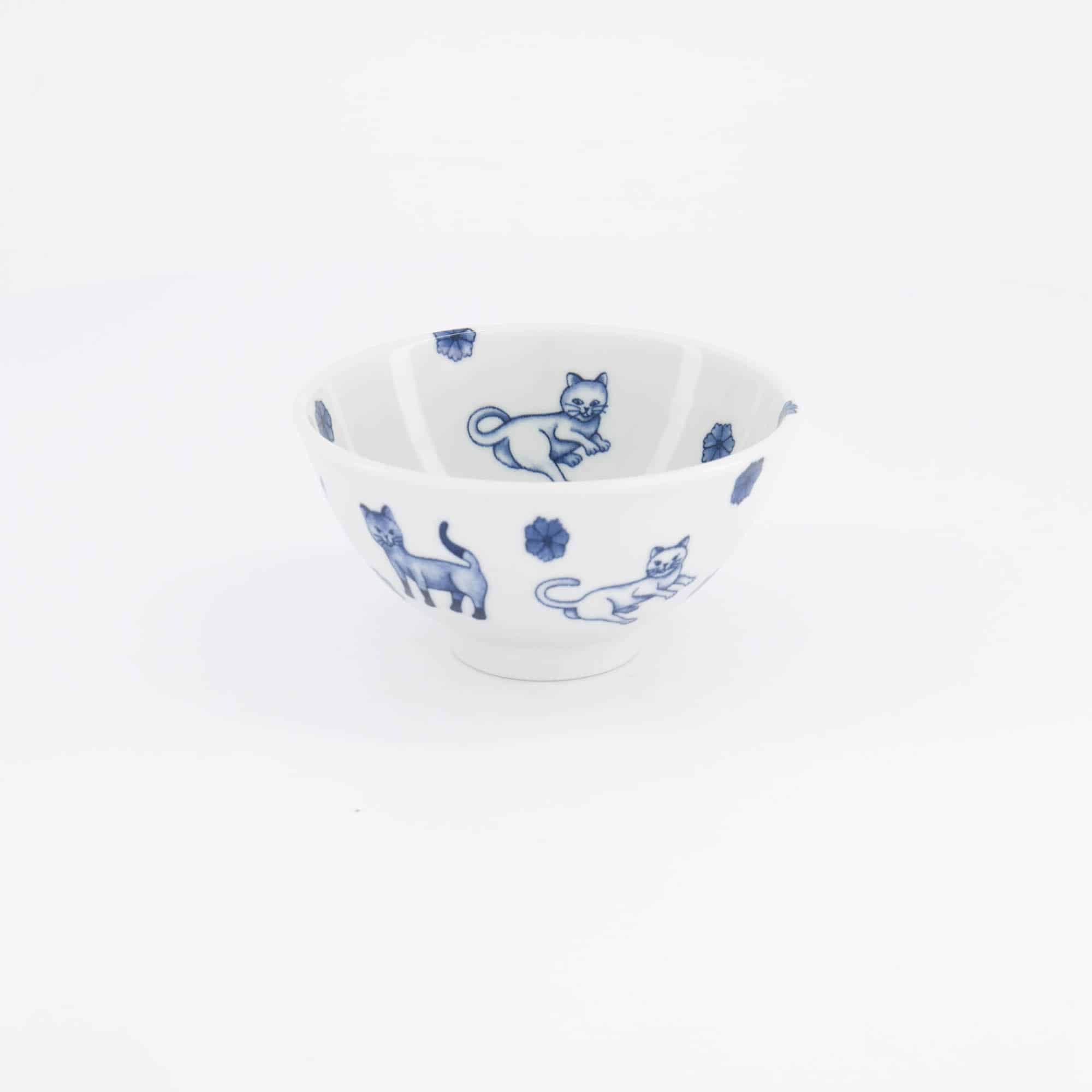 Tokyo Design Studio - Kawaii - Hananeko - Chat - Bol - à - Riz – 12 x 6.5 cm – Bleu
