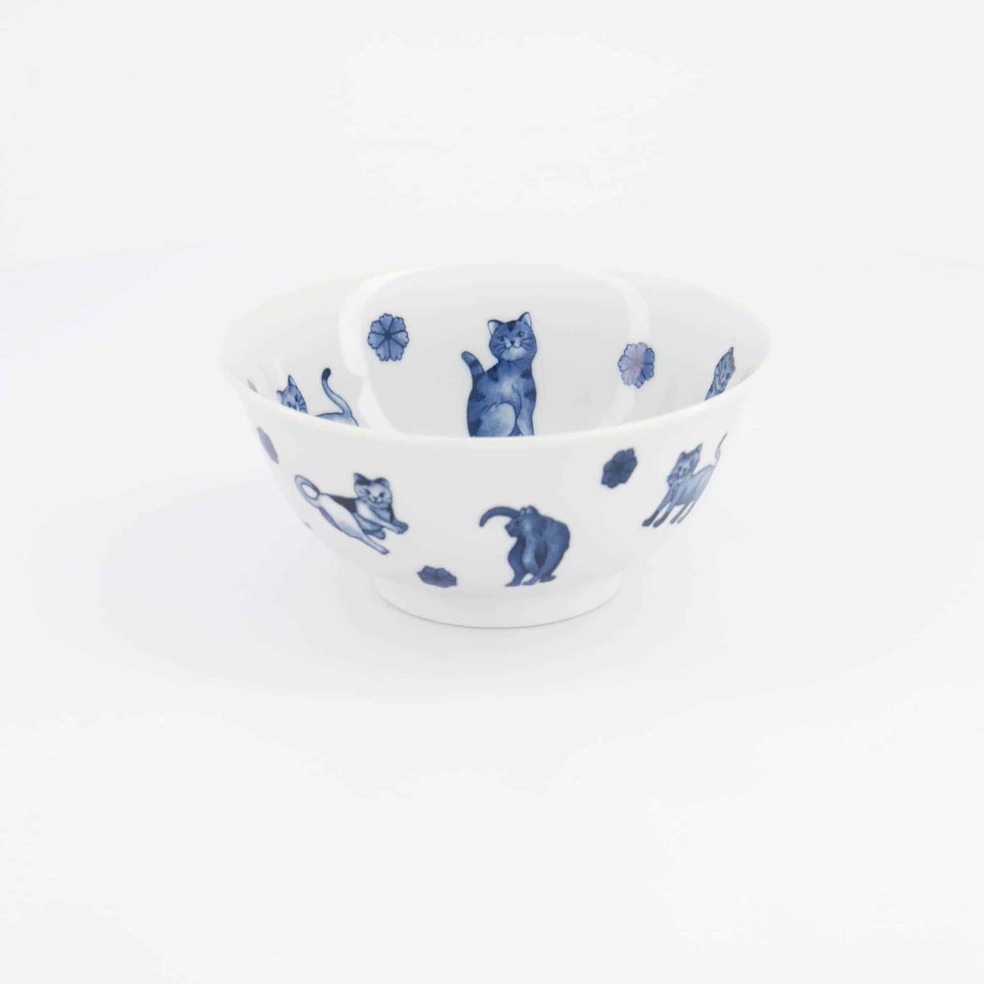 Tokyo Design Studio - Kawaii - Hananeko - Chat - Bol - Tayo – 15 x 7 cm – Bleu